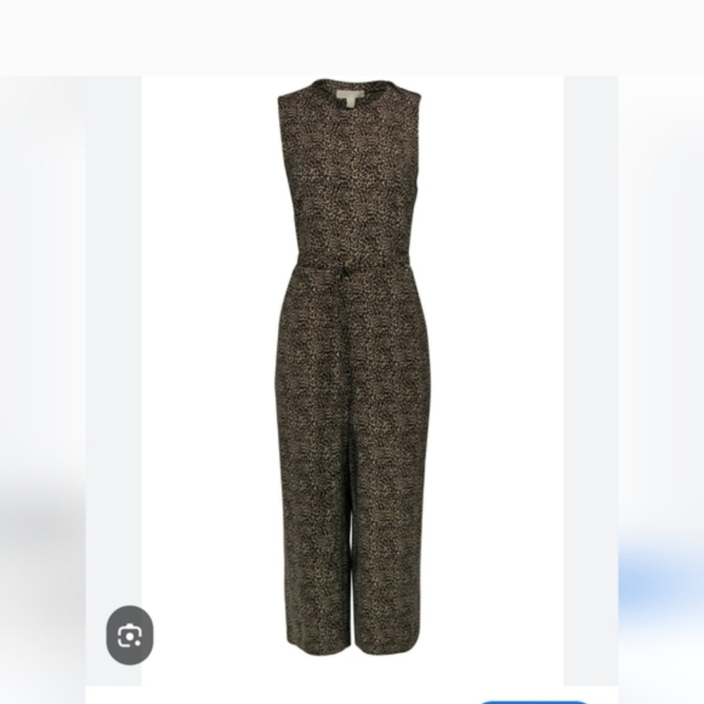 Micheal Michael Kors Mob Wife Elegant leopard print Crop Jumpsuit Sz 10 - Picture 15 of 15